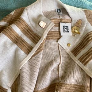 Anne Klein sweater, size large, colors white and gold